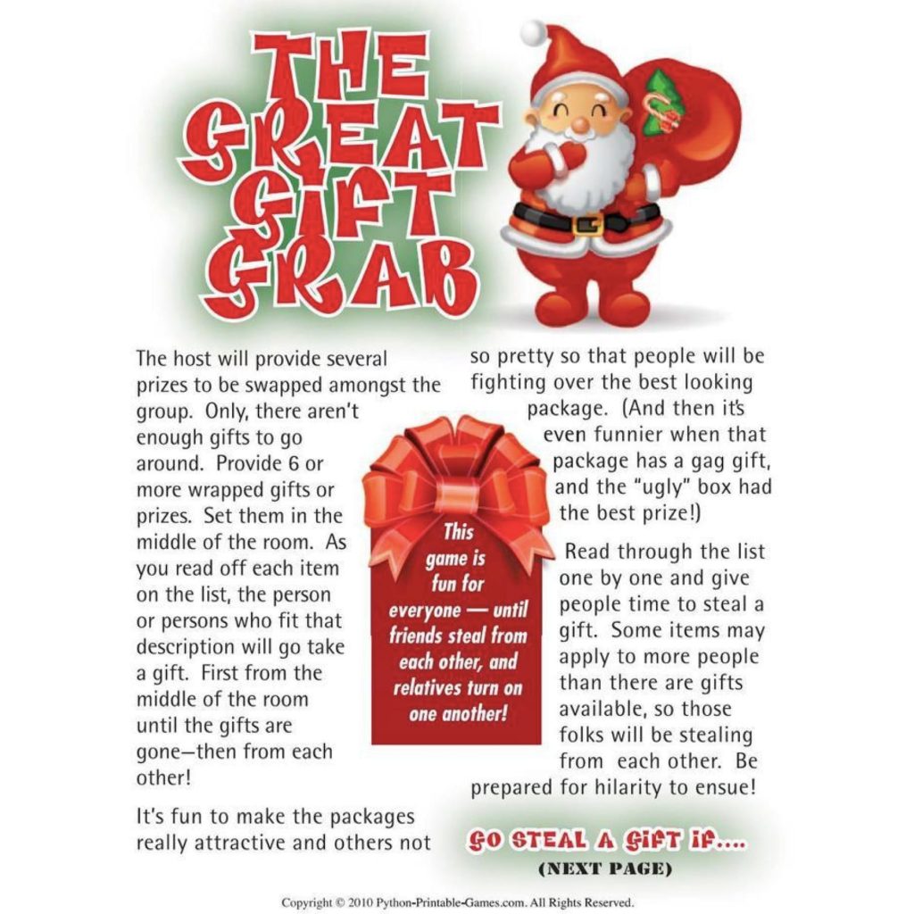 printable gift exchange game cards
