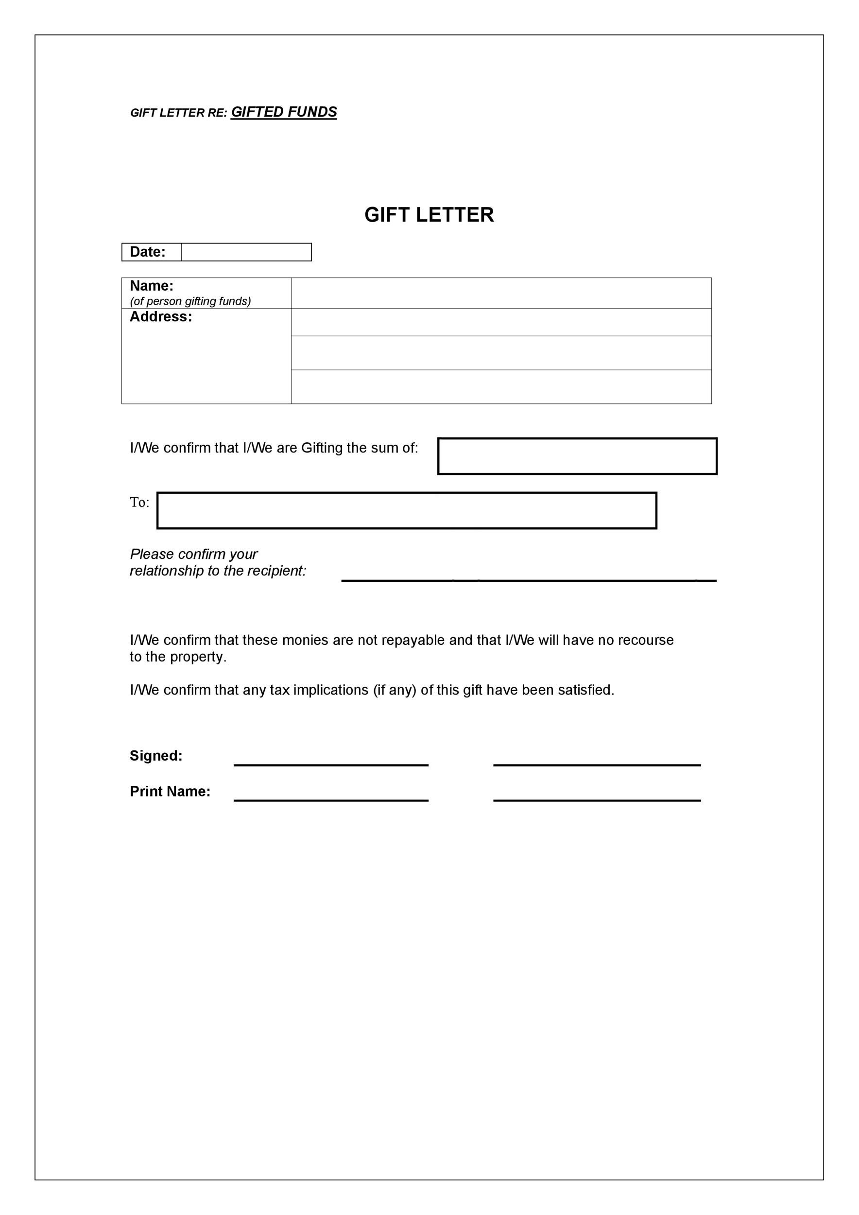 35 Best Gift Letter Templates (Word &  PDF) ᐅ TemplateLab
