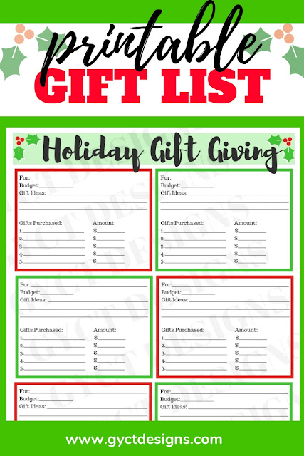 Printable Christmas Gift List | Sew Simple Home