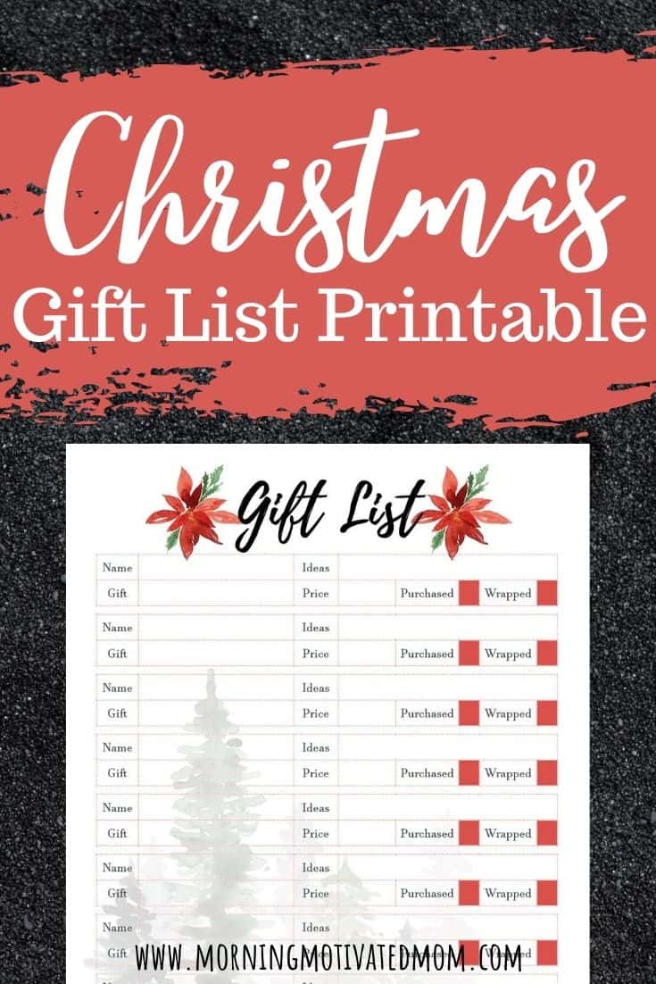 Free Christmas Gift List Printable - Morning Motivated Mom