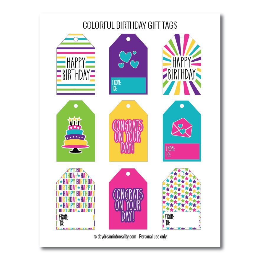 100+ Birthday Gift Tags Free PDF Printables (All in this article ...