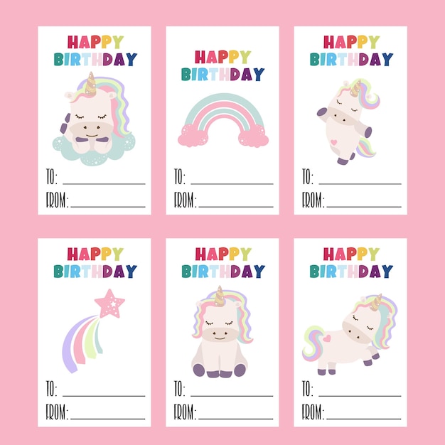 Premium Vector | Cute Unicorn tags. Printable Gift tags with Happy ...