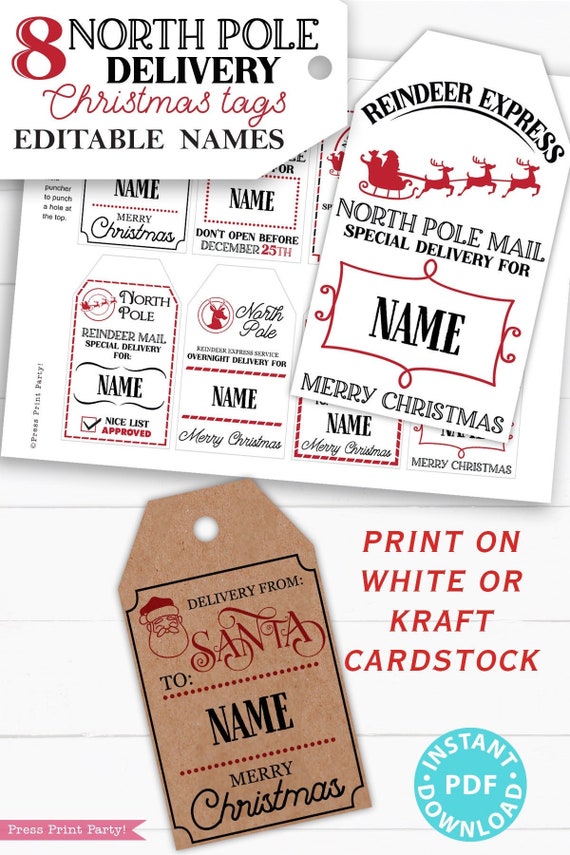 printable gift tags from the north pole
