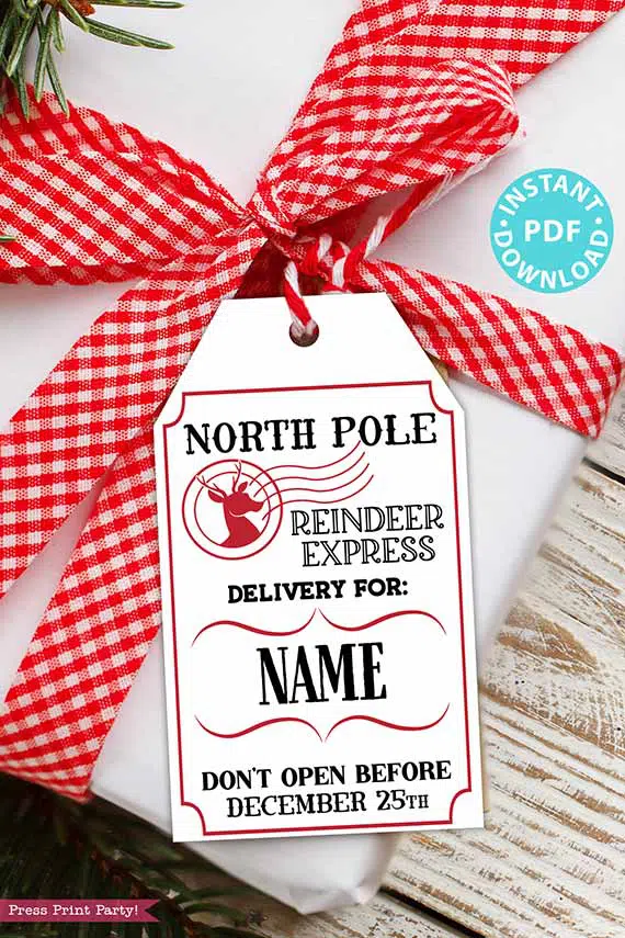 printable gift tags from the north pole