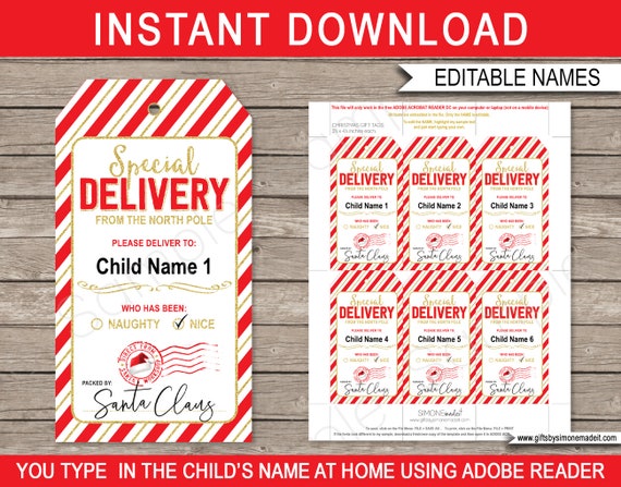 Santa Tags Printable Christmas Gift Template Custom Personalized ...