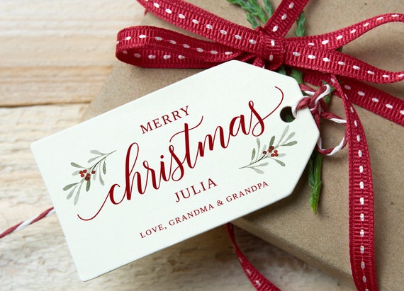 Personalized Printable Christmas Gift Tags Template Watercolor ...