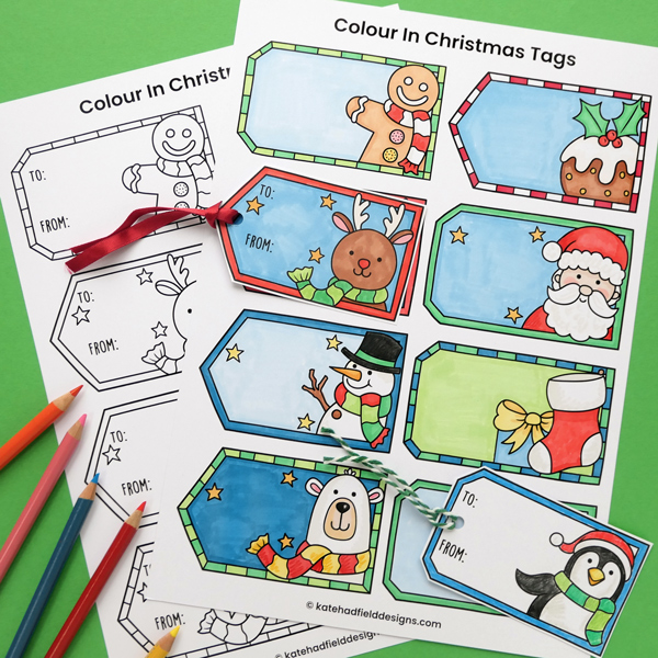 Colour In Christmas Gift Tags