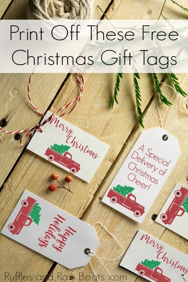 Printable Gift Tags with Vintage Christmas Trucks