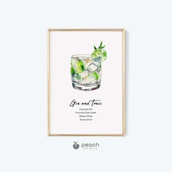 Vector Illustration of Gin and Tonic Cocktail Recipe with ...