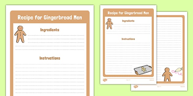 printable gingerbread man recipe cards