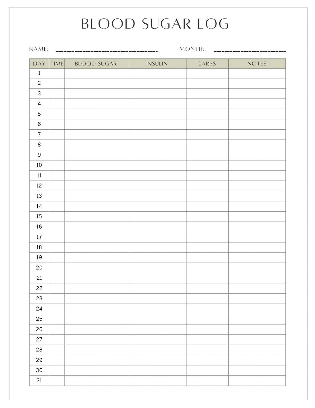Simple Downloadable Blood Sugar Log Sheet Etsy Worksheets Library Simple Downloadable Blood Sugar Log Sheet Etsy Worksheets Library