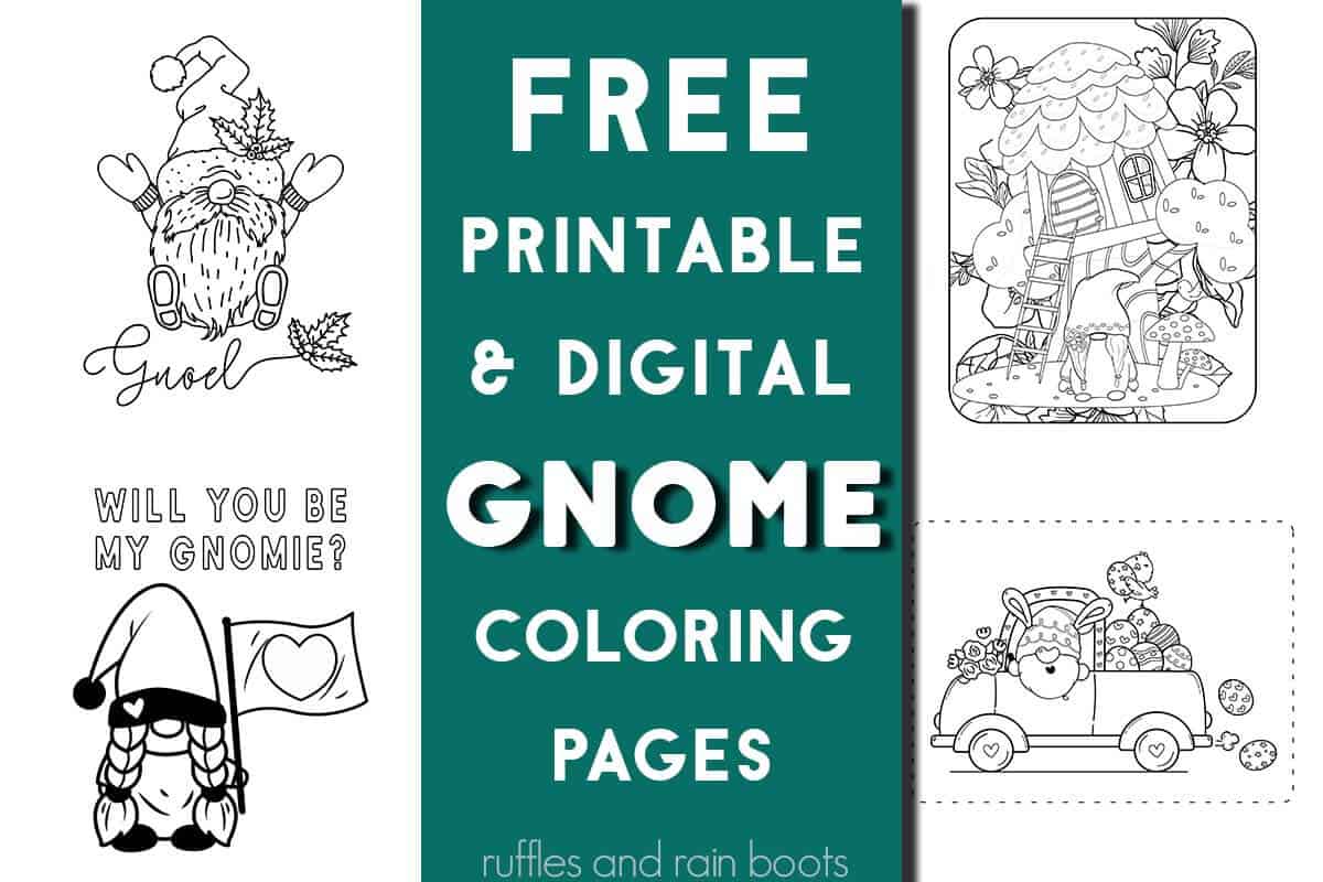 Gnome Coloring Pages both Printable and Digital - Ruffles and Rain ...