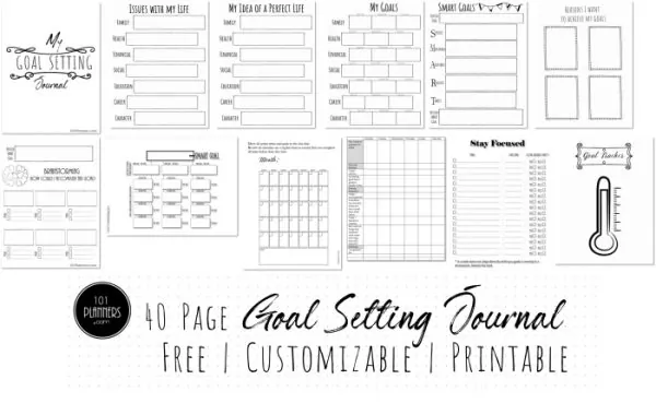 FREE Printable Goal Planner Templates &  40 Page Goal Journal