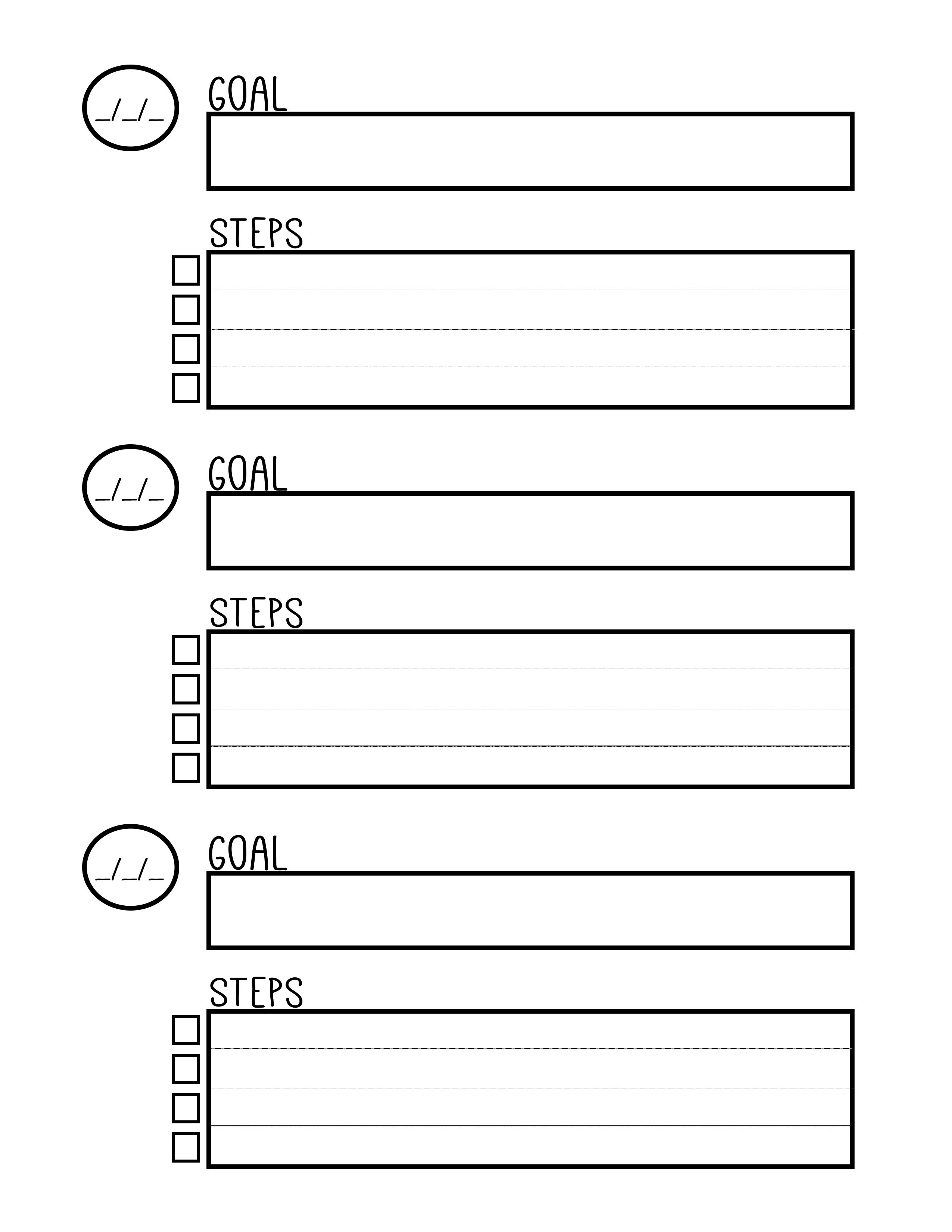 printable goal sheets for students