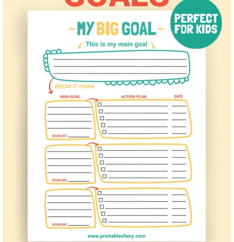 printable goal sheets for students