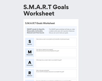 S.M.A.R.T Goals Planner Goal Setting Worksheet Printable Goal ...
