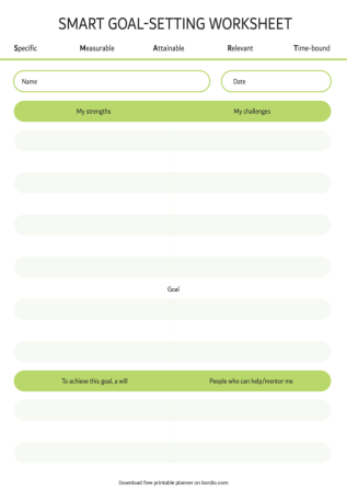printable goal sheets pdf