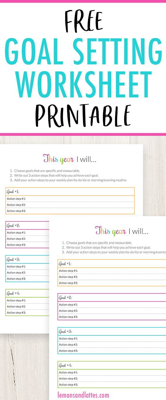 Free Printable Goal Setting Worksheets