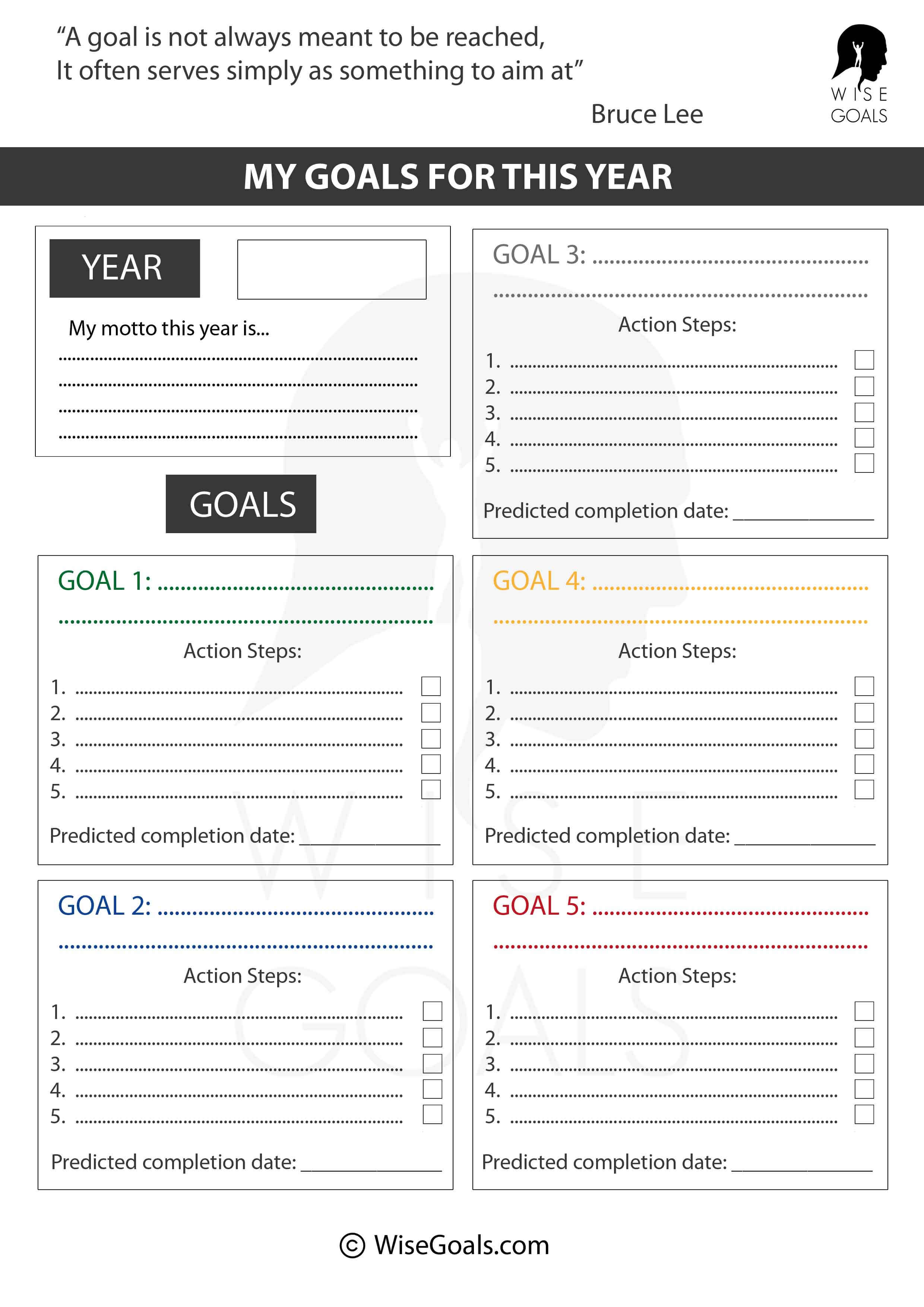 Stylish Goal Setting Worksheets To Print (PDF, FREE)