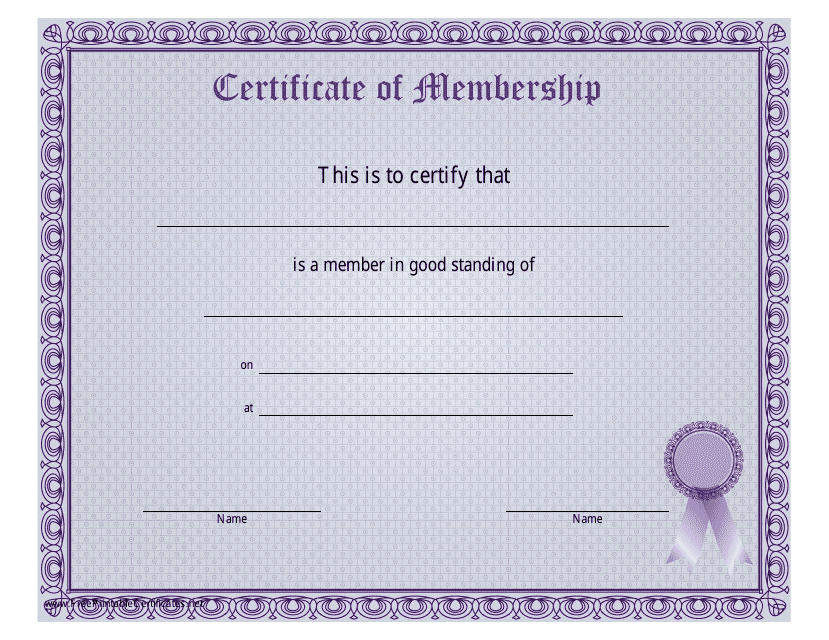 Certificate of Membership Template Download Printable PDF ...