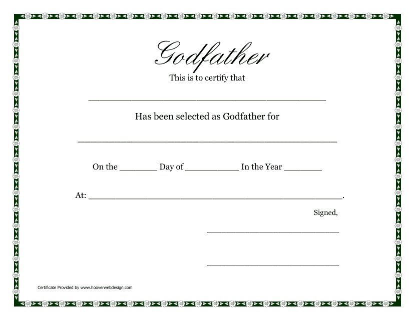 Godfather Certificate Template - White Download Printable PDF ...