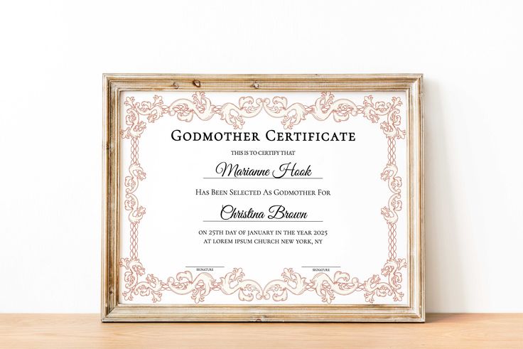 printable godmother certificates