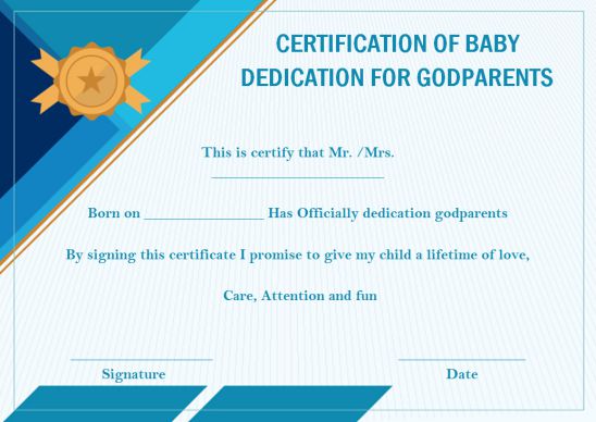 Baby Dedication to Godparents Certificates: 10 Free Printable and ...