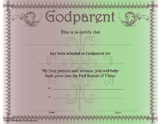 printable godmother certificates
