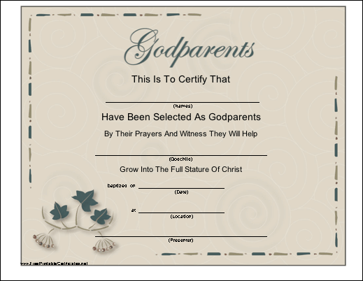 printable godmother certificates