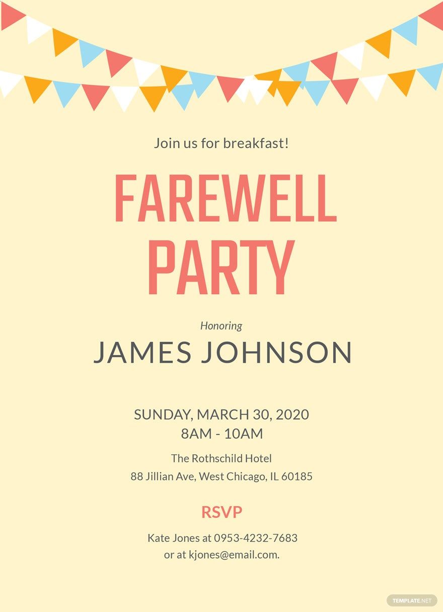 Farewell Breakfast Party Invitation Template in Publisher ...