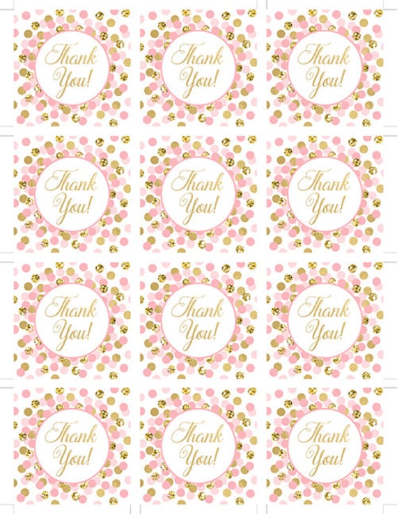 Pink and Gold Thank You Tags Printable Girl Birthday Party Favors ...