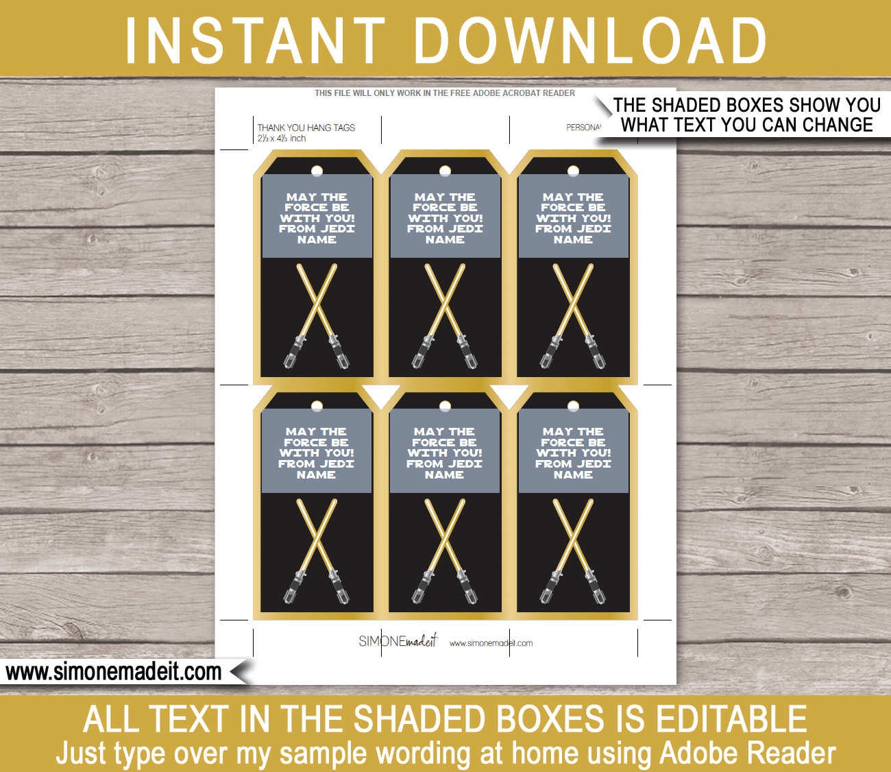 printable gold thank you tags