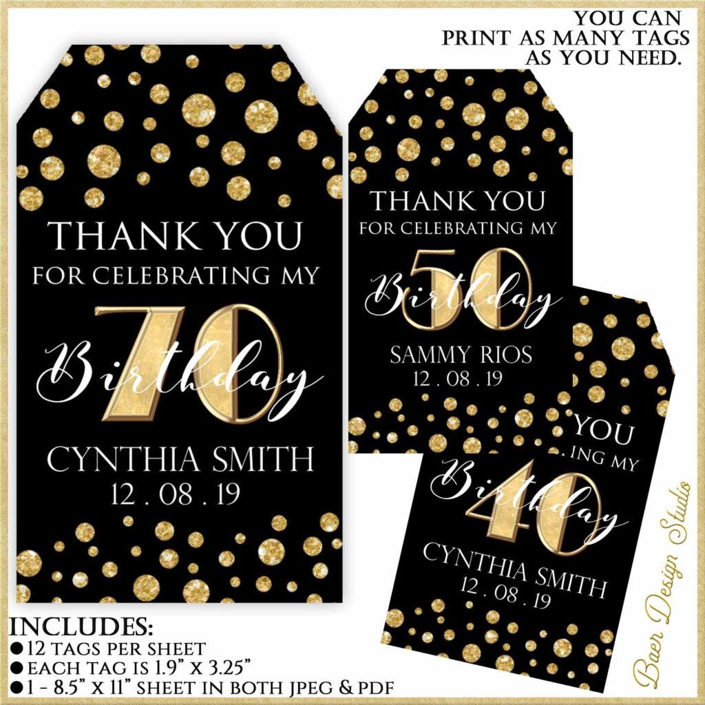 printable gold thank you tags
