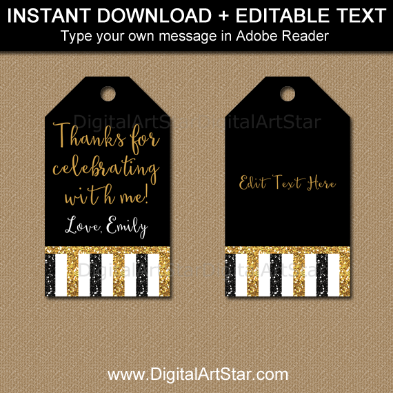 printable gold thank you tags