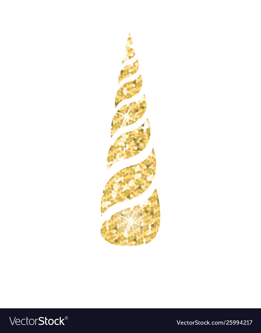 Glitter golden unicorn horn Royalty Free Vector Image