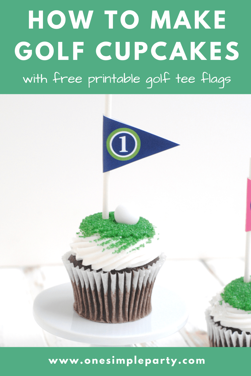 Golf Cupcakes with Free Printable Golf Flags -