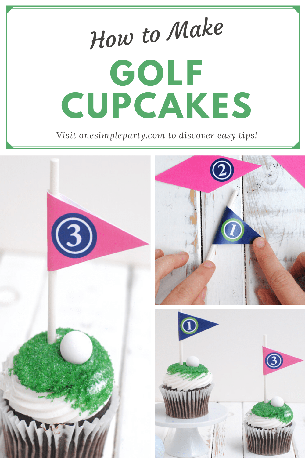 Golf Cupcakes with Free Printable Golf Flags -