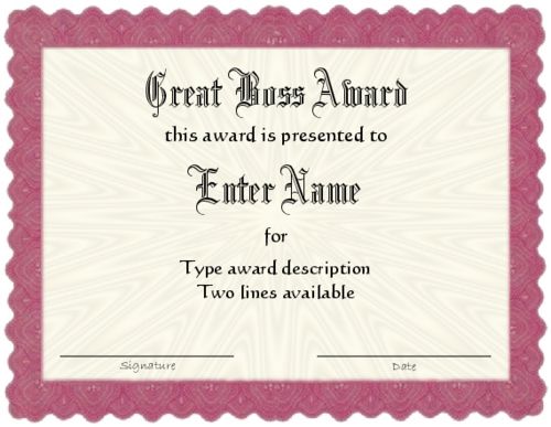 Best Boss Certificate - 5 Free PDF Printables | Printablee