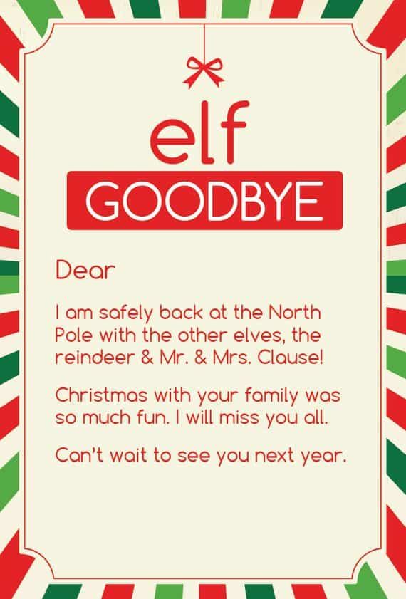 printable goodbye letters from elf on the shelf