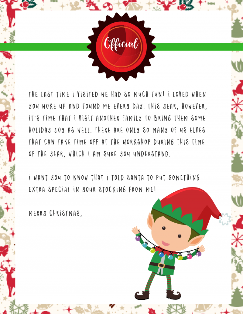 printable goodbye letters from elf on the shelf