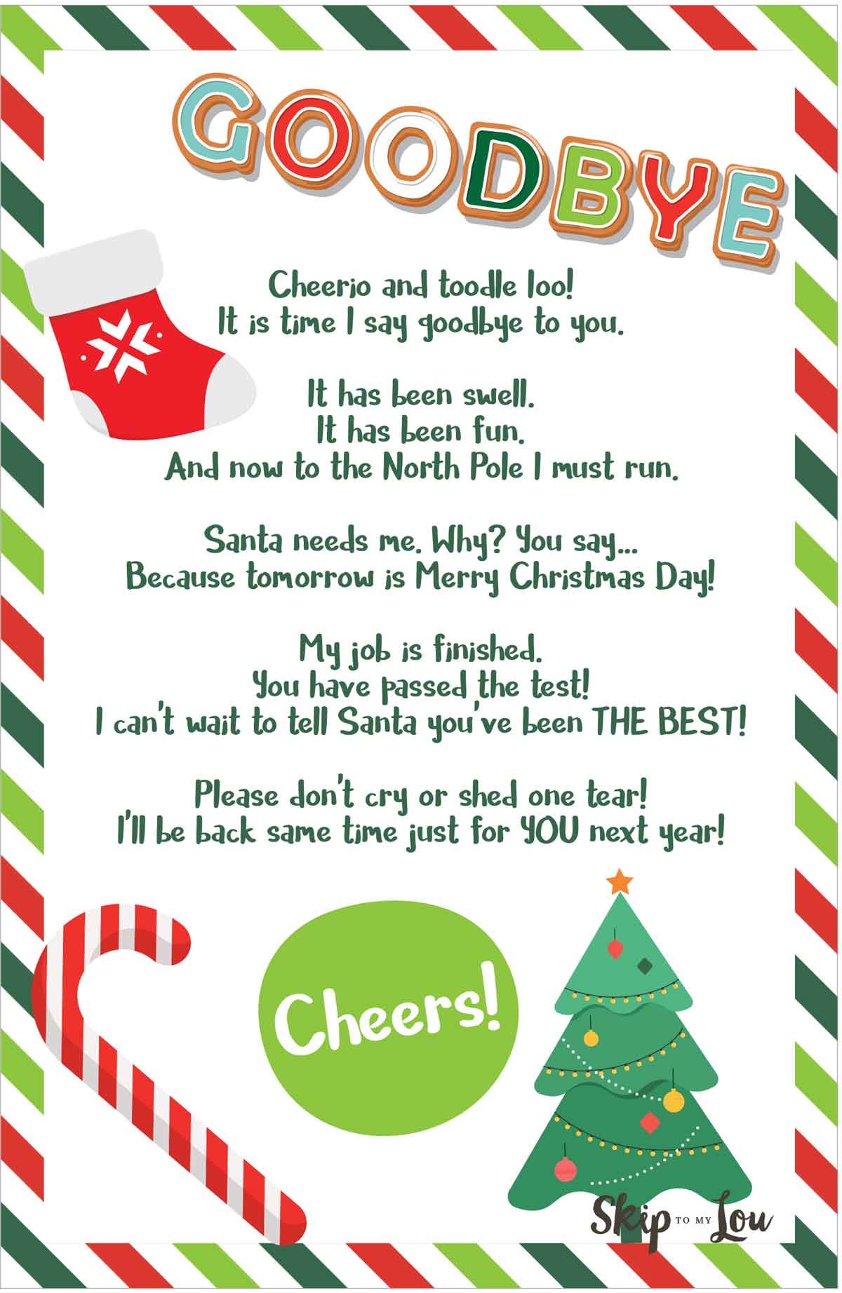 Free Printable Hello and Goodbye Elf Letters | Skip To My Lou