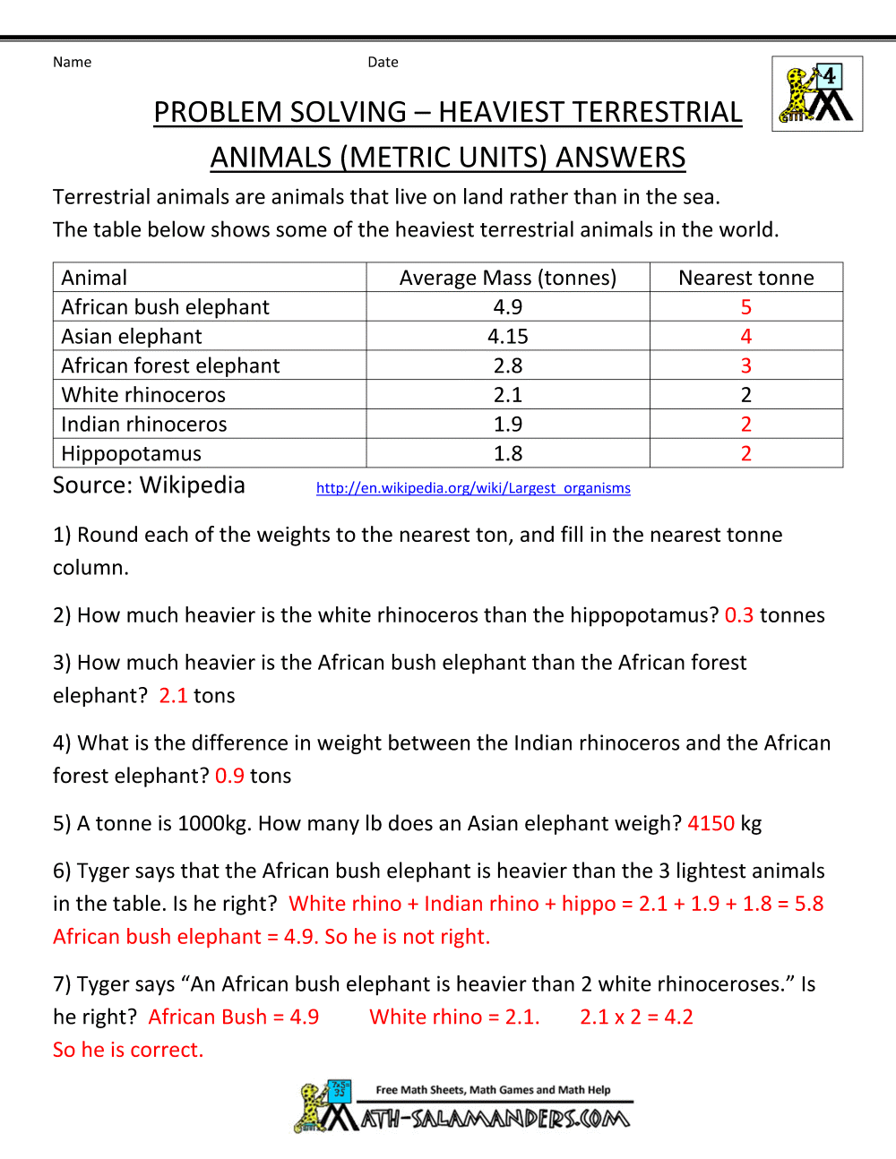 4th Grade Math Word Problems - Worksheets Library