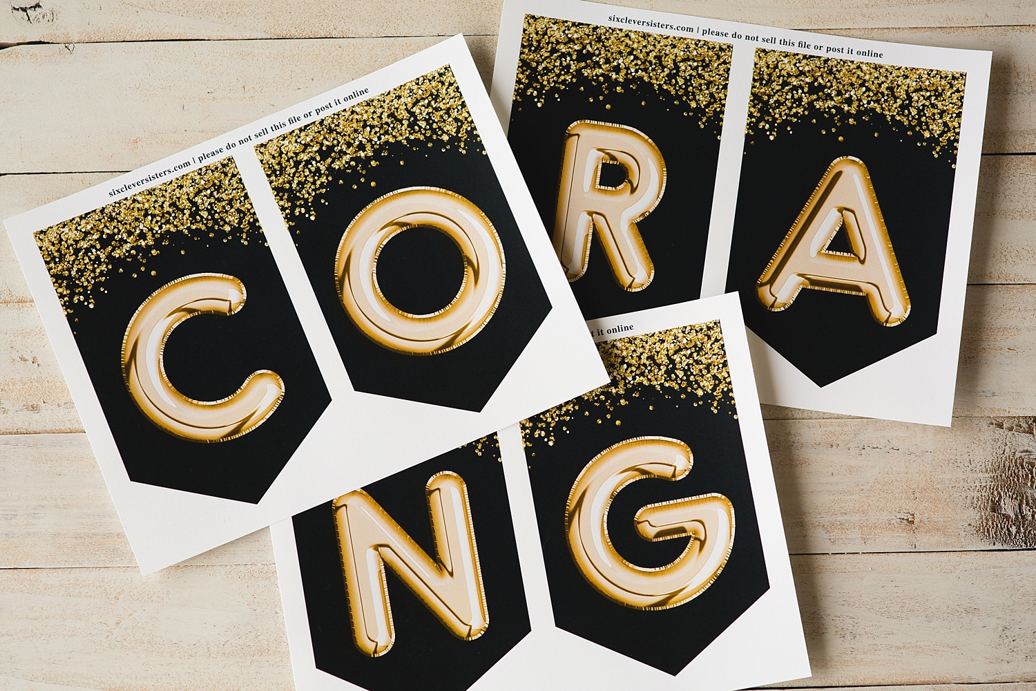 Graduation banner, Black and Gold - Free Printable - Six Clever ...