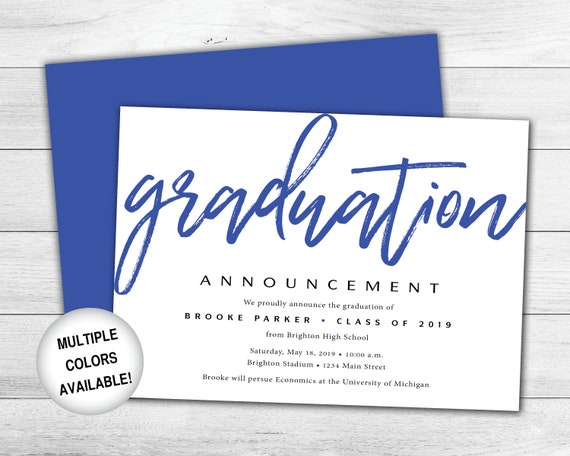 Blue Graduation Announcement Template Graduation Announcement ...