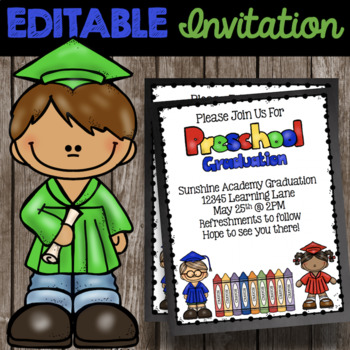 Preschool Graduation Invitation - Editable Announcement | TPT
