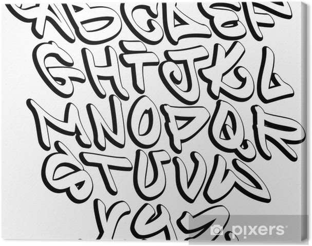 Canvas Print Graffiti font alphabet letters. Hip hop type grafitti ...