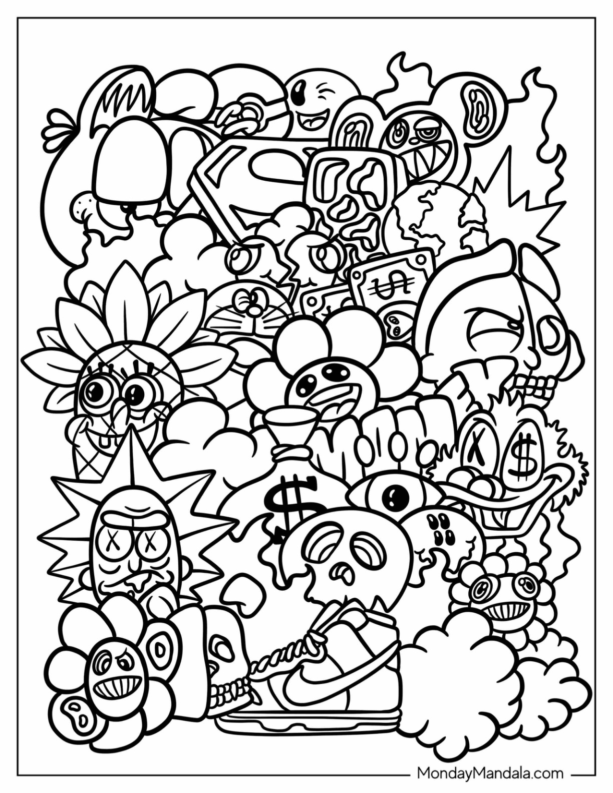 20 graffiti coloring pages free pdf printables worksheets library
