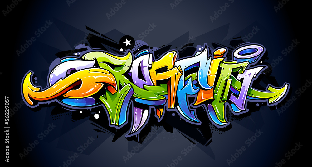 Photo &  Art Print Bright graffiti lettering, Vecster