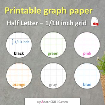 Printable Graph Paper | Half Letter - 1/10 inch grid 49 x 79 squares ...