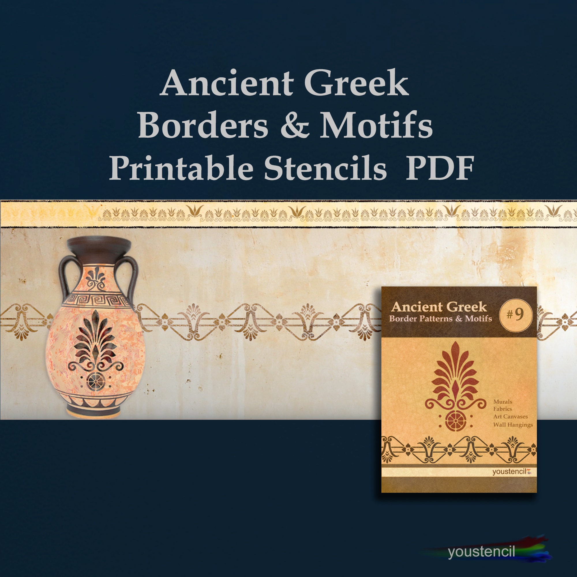 Ancient Greek Stencils. Borders &  Motifs, Printable Stencil Ebook ...